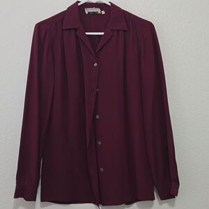 Vintage Alan Austin,  Burgandy Silk Blouse  40